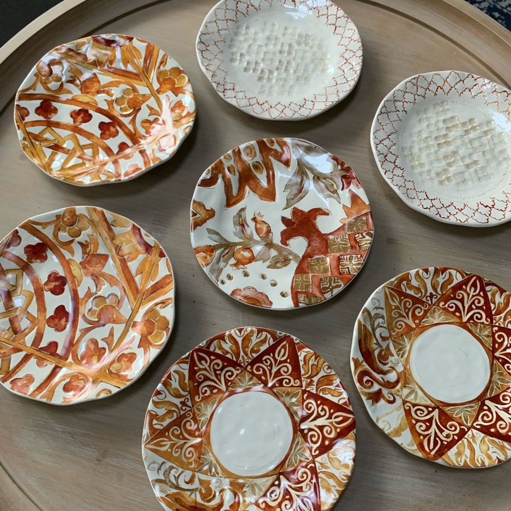William Sonoma set of 7 Moroccan Tile salad plates